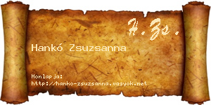 Hankó Zsuzsanna névjegykártya
